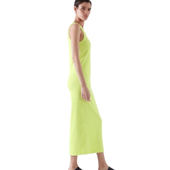 COS Yellow Green Ribbed Organic Cotton Tank Maxi Dress - S - Picture 3 of 15